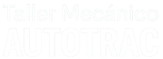 Logotipo Taller Mecánico Autotrac blanco